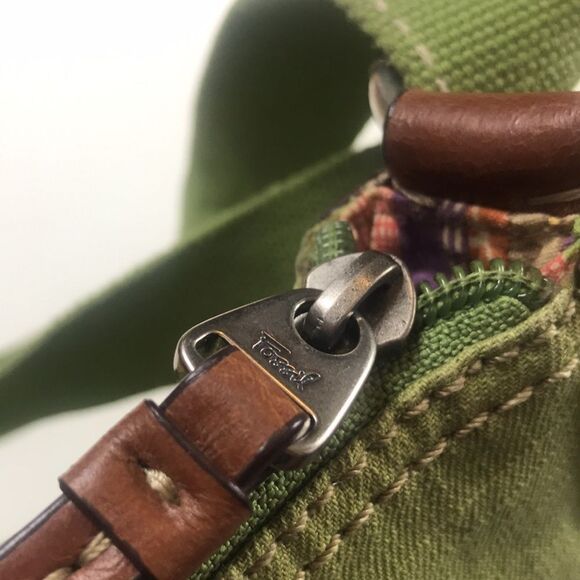 RARE FOSSIL VINTAGE ORIGINAL CANVASS AND LEATHER CROSSBODY WOMEN’S BAG - Picture 14 of 16